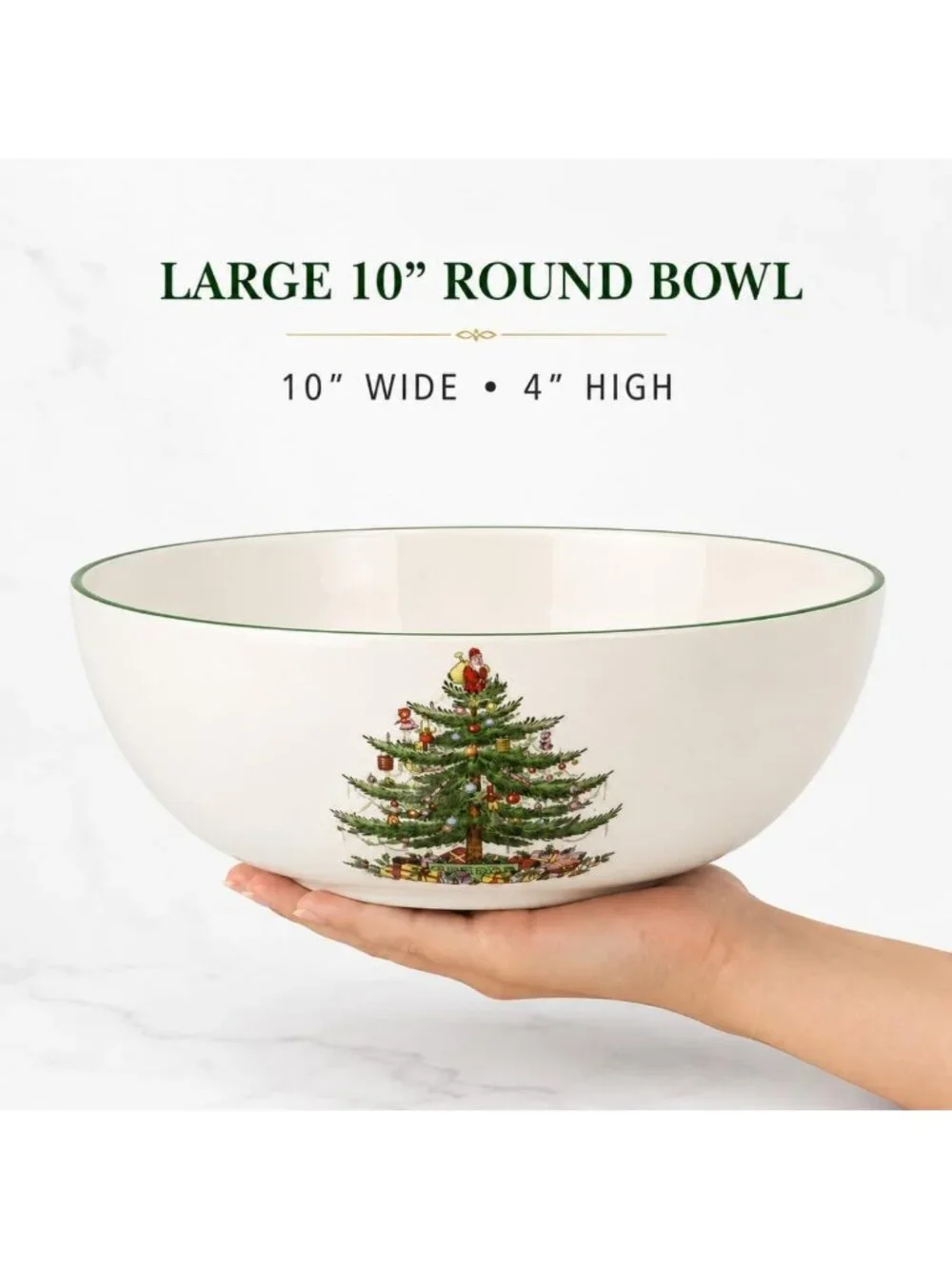 Large Round Christmas Tree Bowl - Festive Holiday Decor, Perfect for Serving